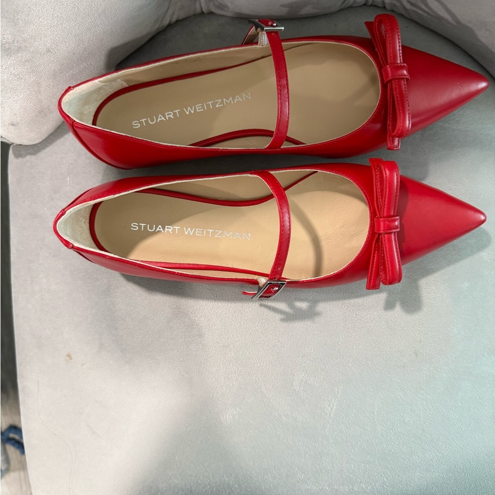 Stuart Weitzman Red Pointed-Toe Flats - image 4